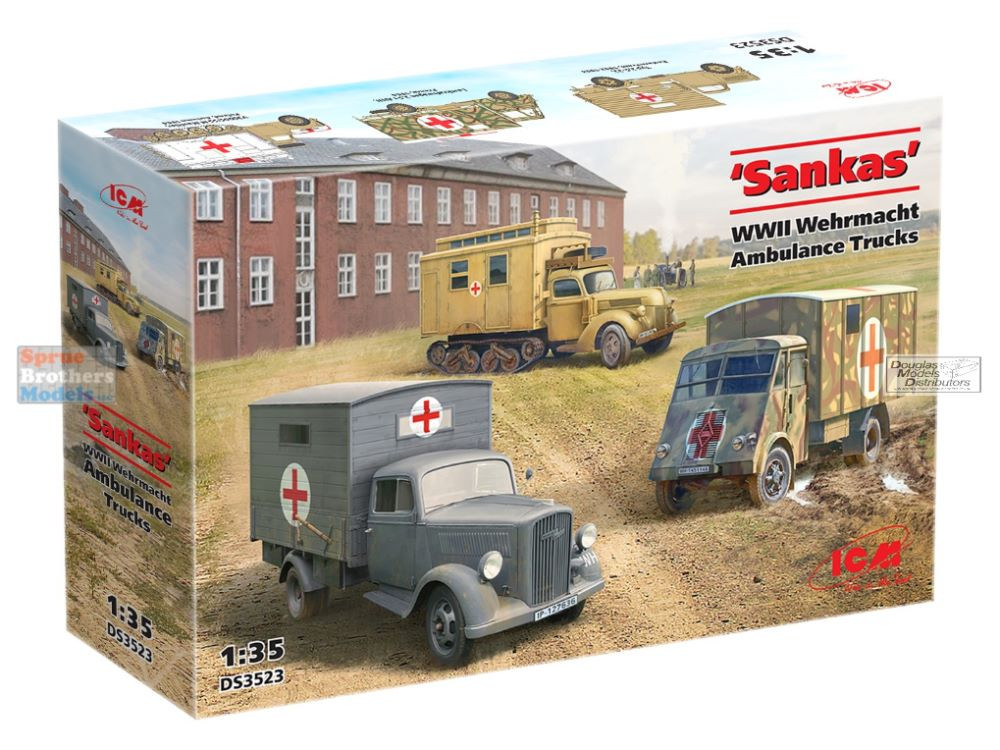ICMDS3523 1:35 ICM 'Sankas' WW2 Wehrmacht Ambulance Trucks (3 kits