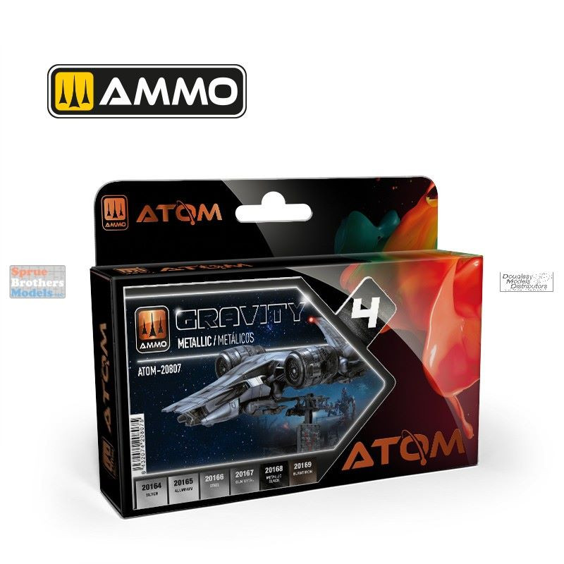 AMMAT20807 AMMO by Mig ATOM Paint Set - Gravity Metallic Set