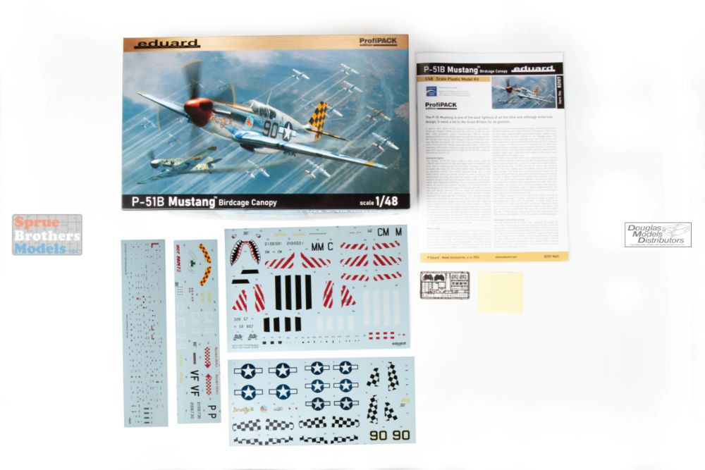 Maquette Plastique P-51B Mustang Auvent Normal 1/48 Eduard - 6 Marquages Militaires, Pièces Gravées Incluses - 11