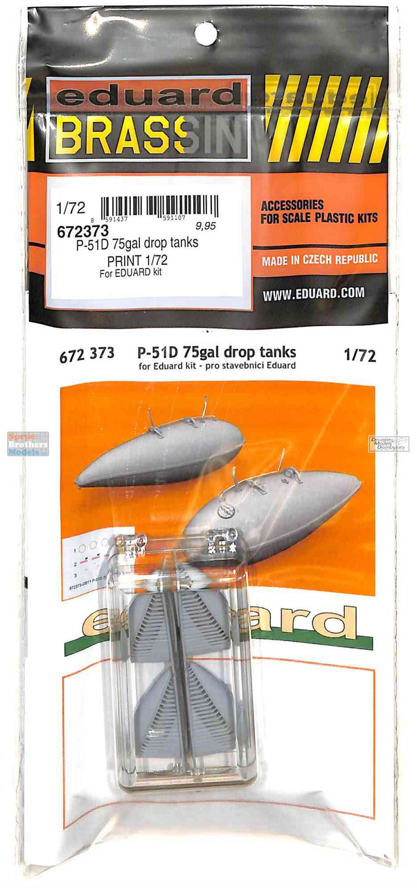 EDU672373 1:72 Eduard Brassin PRINT P-51D Mustang 75gal Drop Tanks