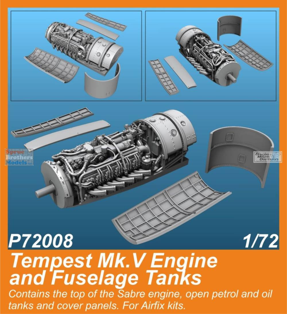 SPHP72008P 1:72 Special Hobby Tempest Mk.V Engine & Fuselage Tanks