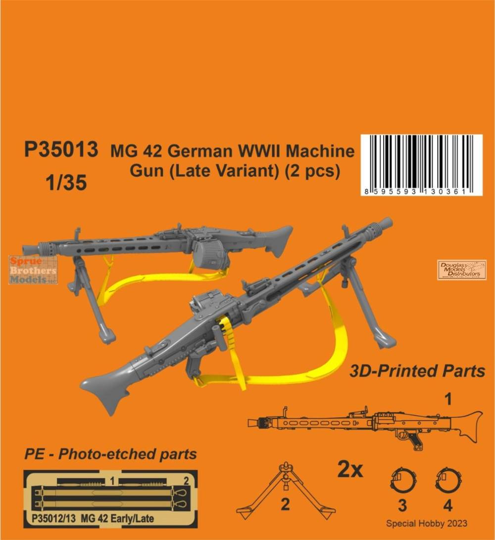 SPHP35013P 1:35 Special Hobby MG42 German WW2 Machine Gun (Late