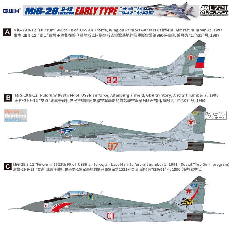 LNRL7211 1:72 Great Wall Hobby MiG-29 9-12 Fulcrum Early Type