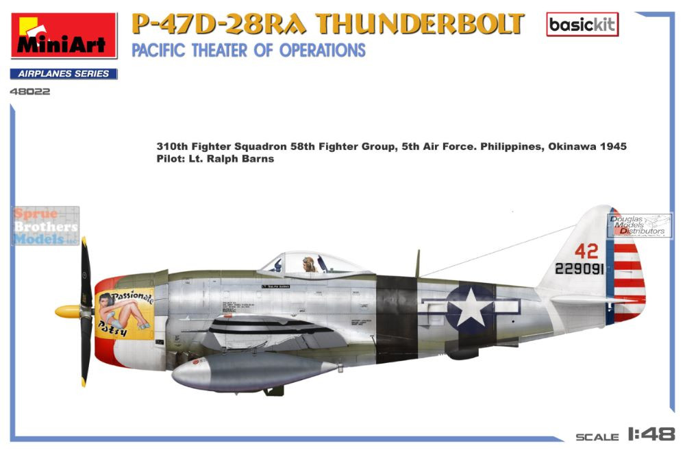 MIA48022 1:48 Miniart P-47D-28RA Thunderbolt Pacific Theater of