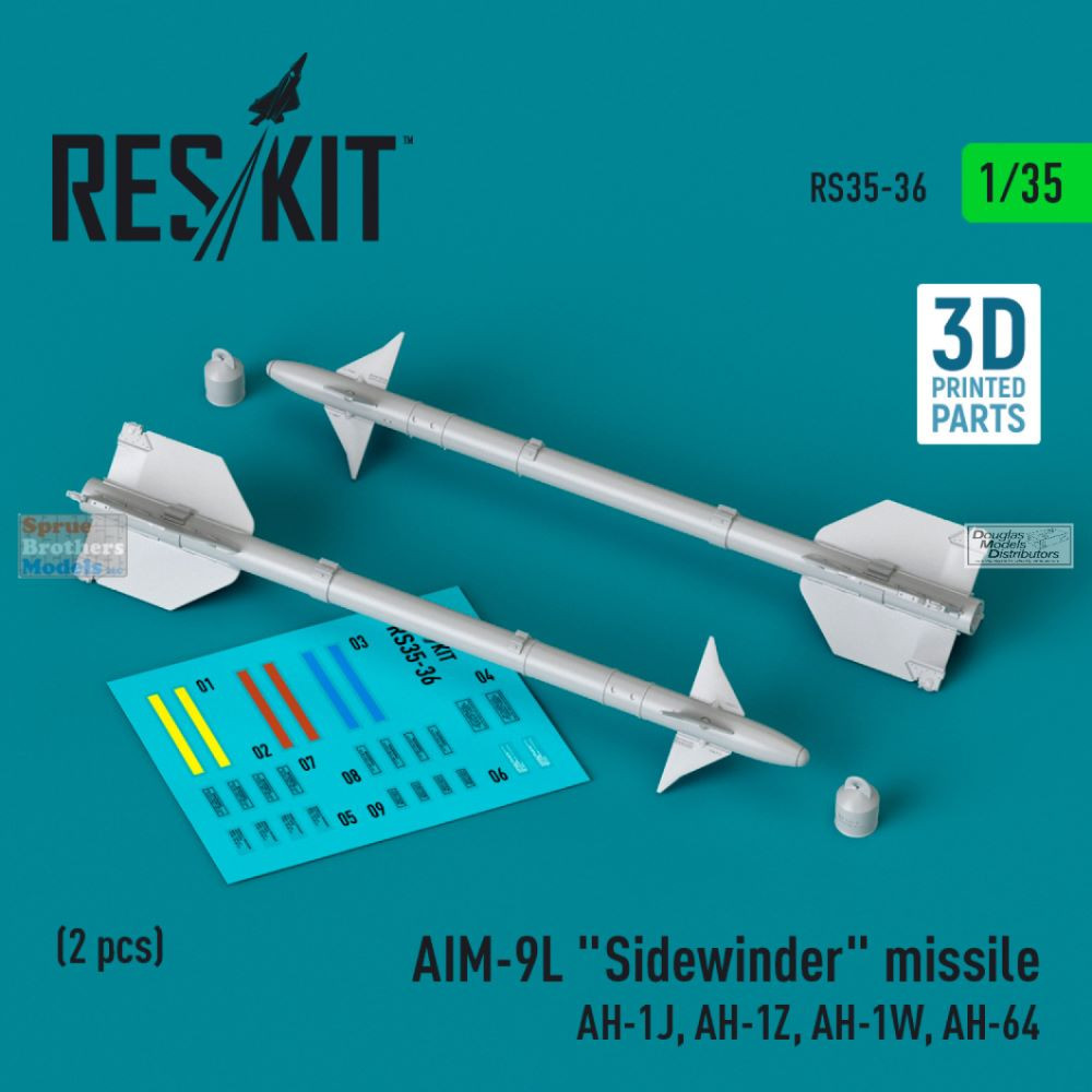 RESRS350036 1:35 ResKit AIM-9L Sidewinder Missile Set - Sprue