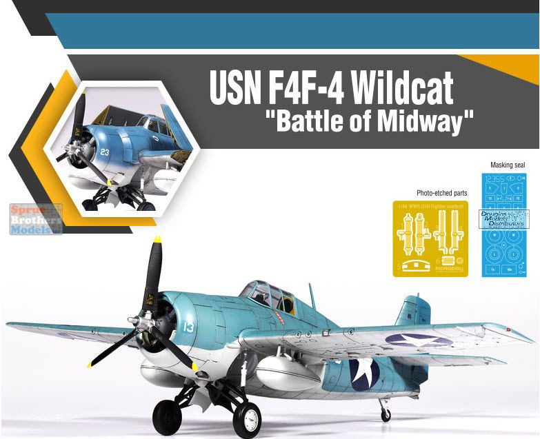 ACA12355 1:48 Academy F4F-4 Wildcat 'Battle of Midway' - Sprue