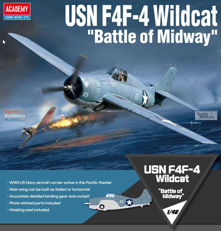 ACA12355 1:48 Academy F4F-4 Wildcat 'Battle of Midway' - Sprue