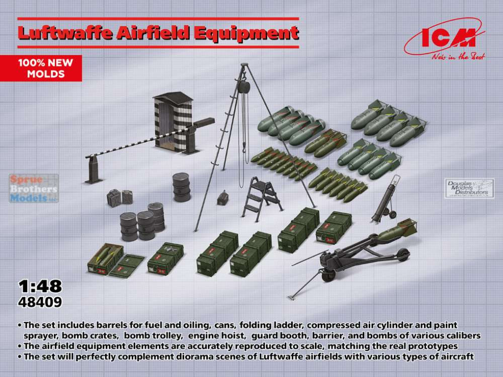 ICM48409 1:48 ICM Luftwaffe Airfield Equipment - Sprue Brothers