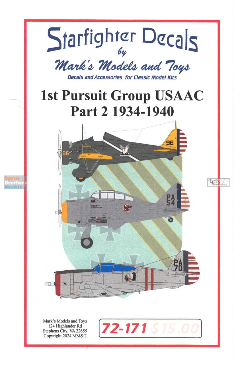 SFD72171 1:72 Starfighter Decals - 1st Pursuit Group USAAC Part 2