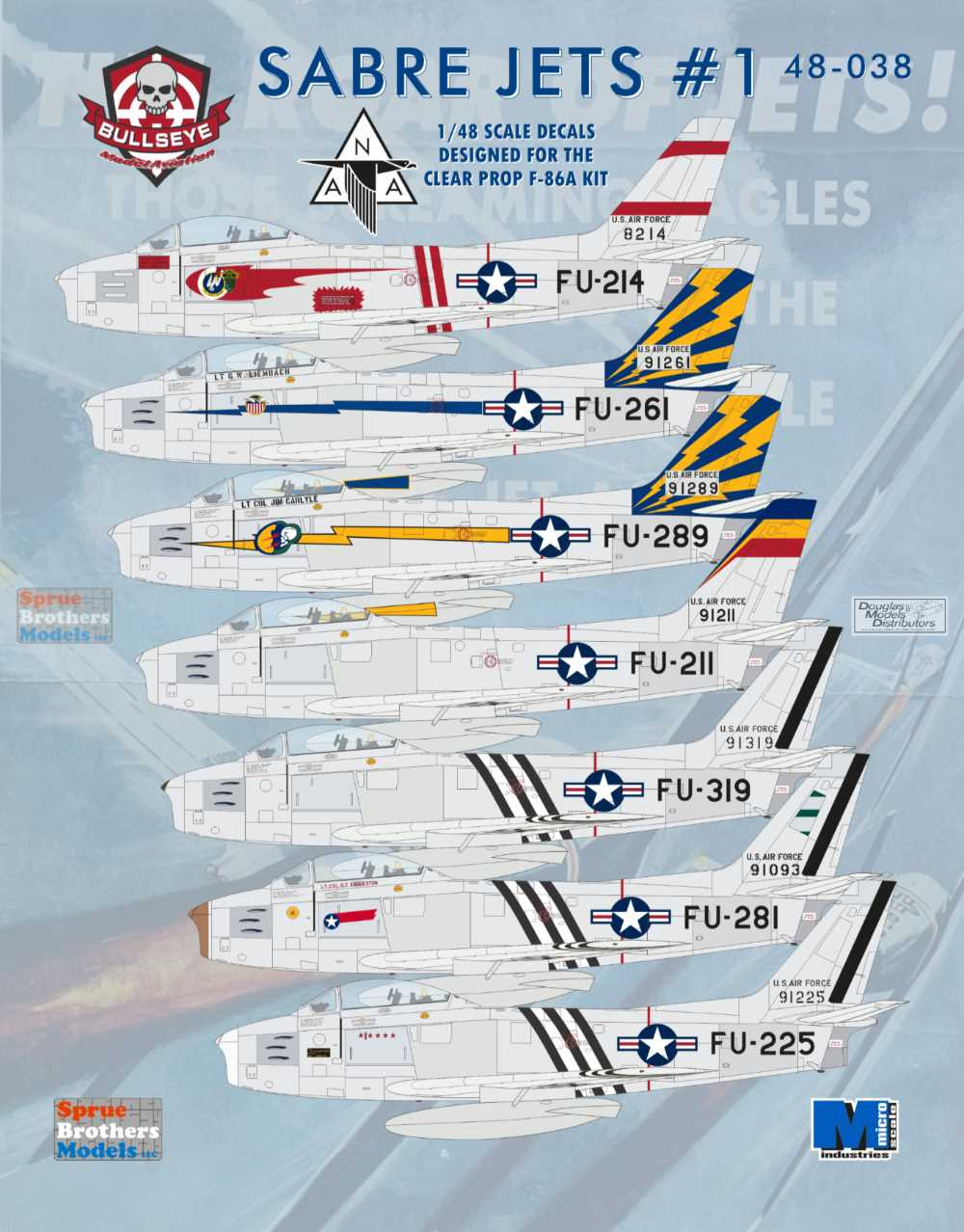 BMA48038 1:48 Bullseye Model Aviation Decals - F-86A Sabre Jets #1