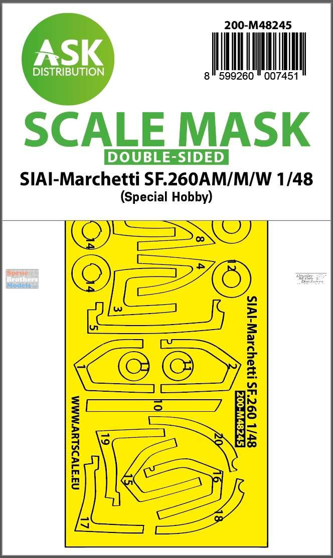 Bench Scale Mask ASKM48245 1:48 ASK/Art Scale Double Sided Mask - SIAI-Marchetti SF ...