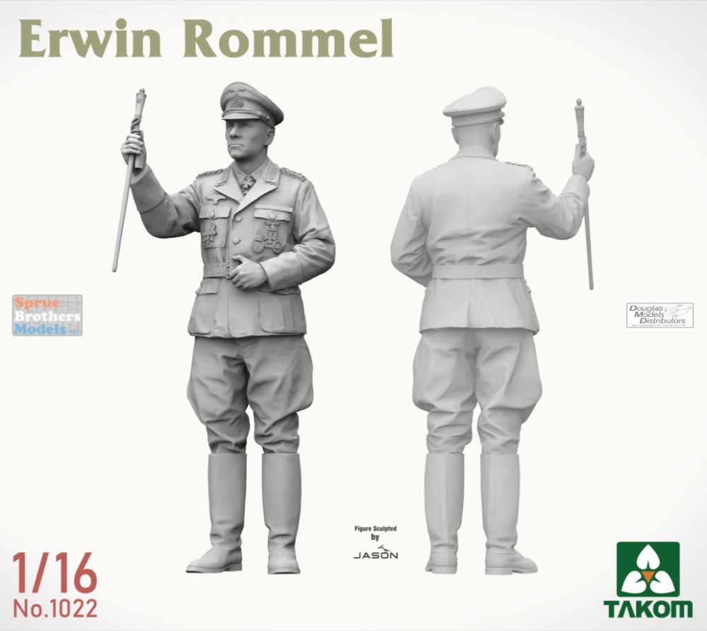TAK01022 1:16 Takom Erwin Rommel Figure - Sprue Brothers Models LLC