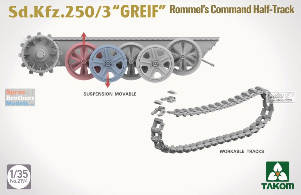 TAK02194 1:35 Takom Sd.Kfz.250/3 Greif Rommel's Command Half-Track