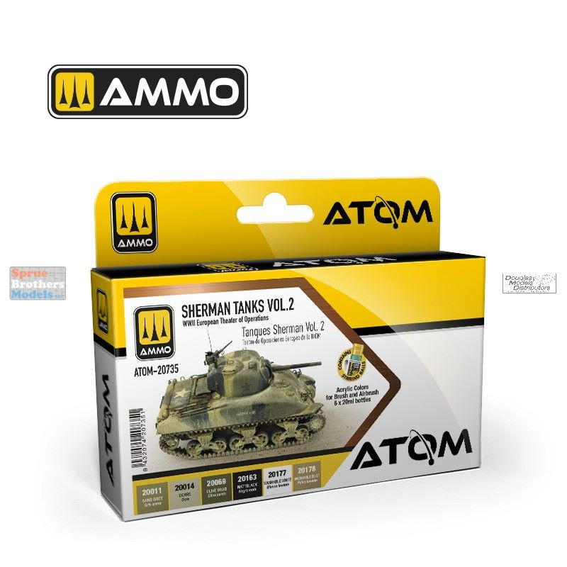AMMAT20735 AMMO by Mig ATOM Paint Set - Sherman Colors Vol 2 WW2