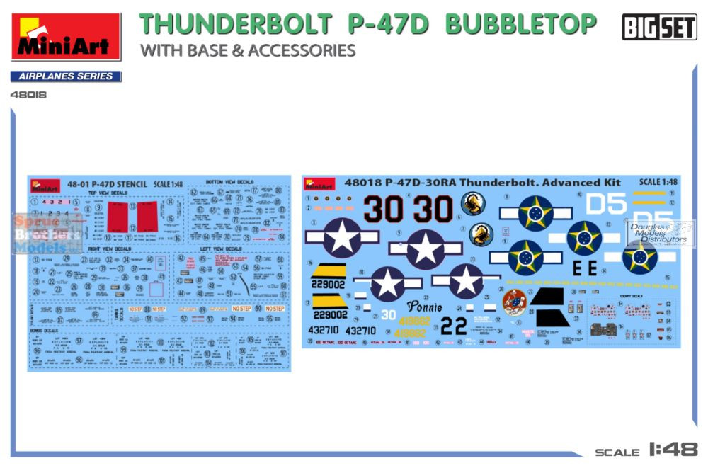 MIA48018 1:48 Miniart BigSet P-47D Thunderbolt Bubbletop with Base