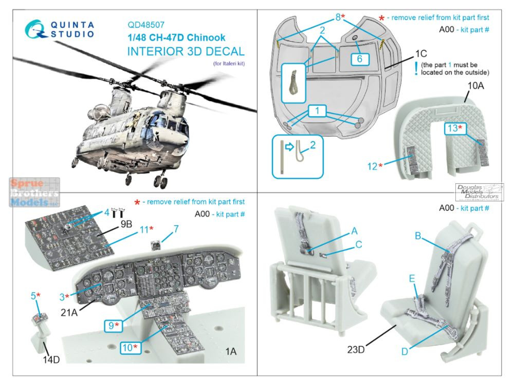 QTSQD48507 1:48 Quinta Studio 3D Decal - CH-47D Chinook (ITA kit