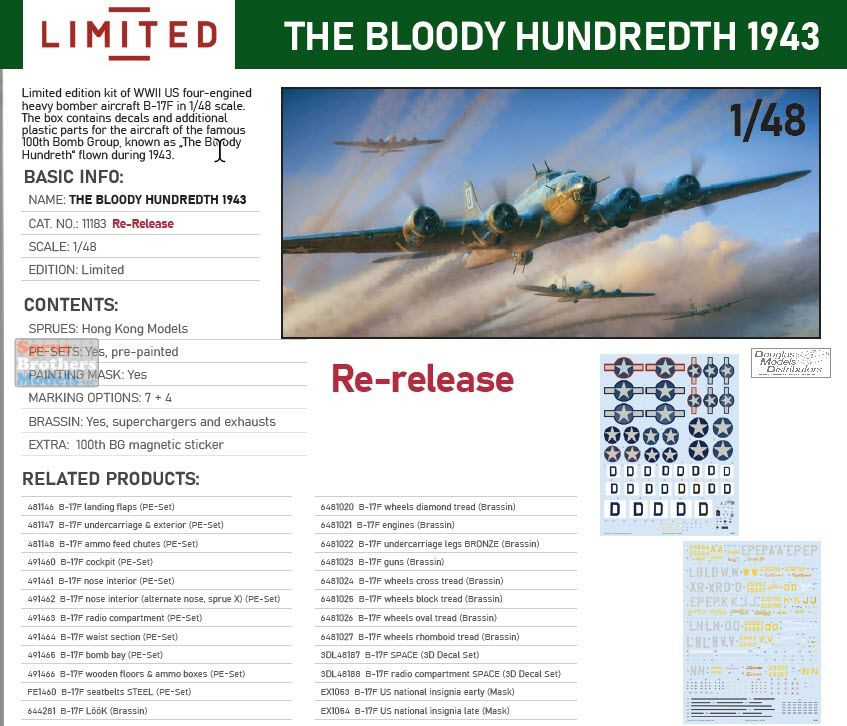 EDU11183V2 1:48 Eduard The Bloody Hundredth 1943 (B-17F Flying