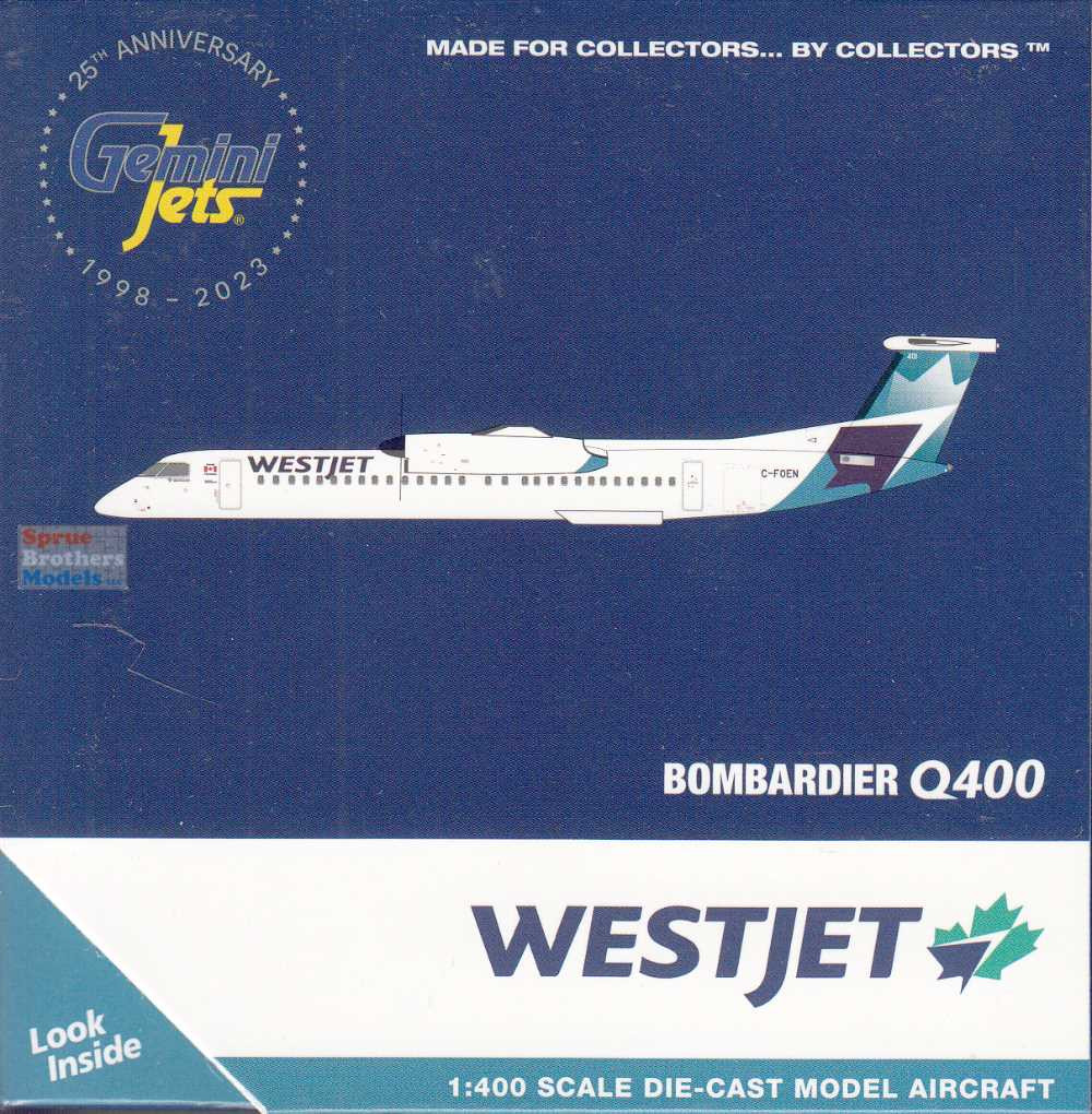 GEMGJ2272 1:400 Gemini Jets WestJet Dash 8 Q400 Reg #C-FOEN (pre