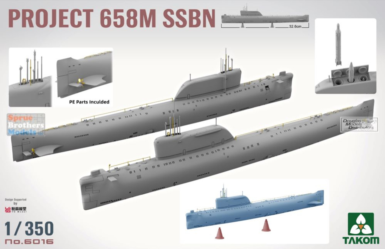 SUBMARINE F-101 1/160 木製モデル TAK06016 1:350 Takom - Project 658M (Hotel-II Class) SSBN