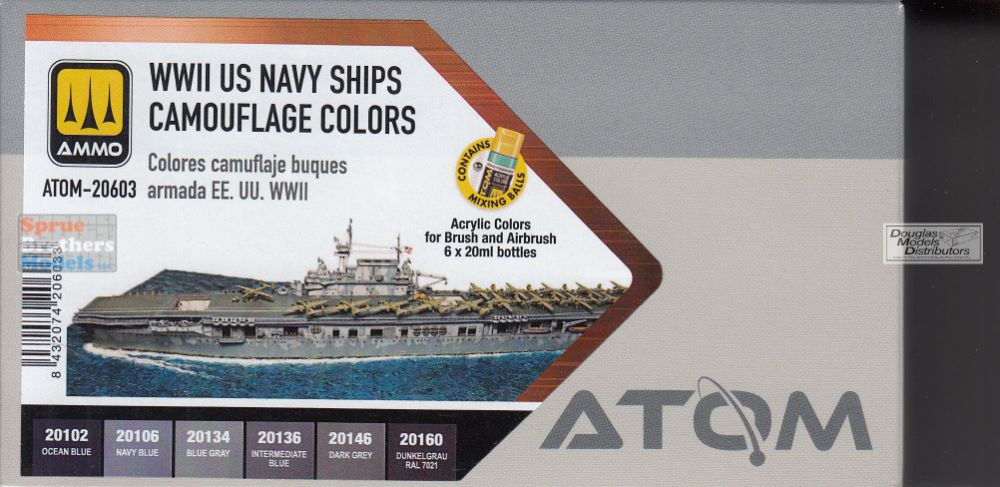 AMMAT20603 AMMO by Mig ATOM Paint Set - WW2 US Navy Ships