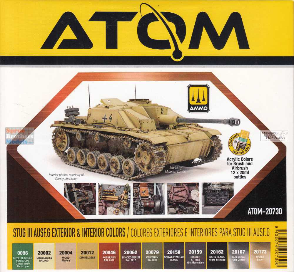 ammo・アルステイク・TETORAまとめ売り AMMAT20730 AMMO by Mig ATOM Paint Set - STuG.III Ausf.G Exterior