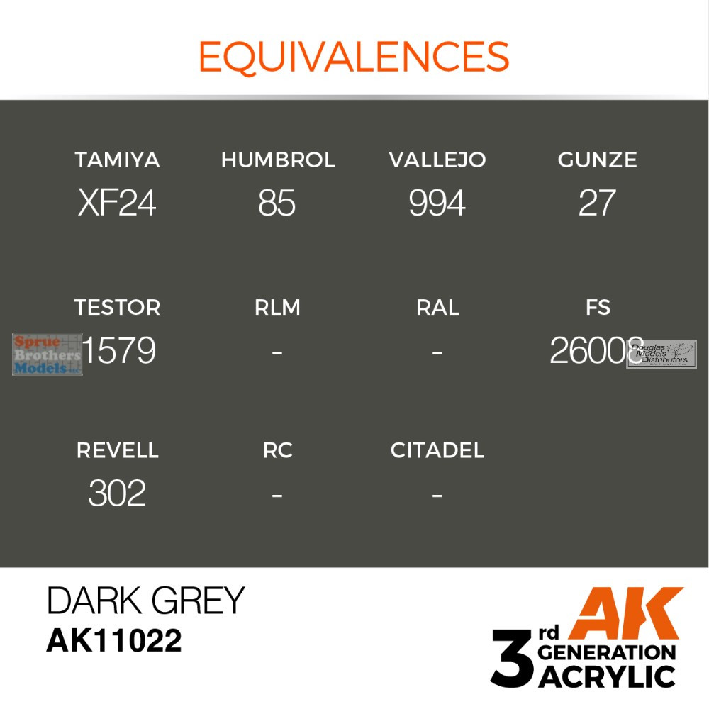 AKI011022 AK Interactive 3Gen Acrylic Paint 17ml - Dark Grey