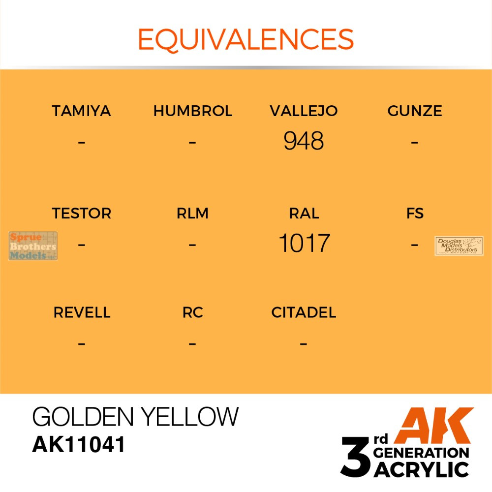 AKI011041 AK Interactive 3Gen Acrylic Paint 17ml - Golden Yellow