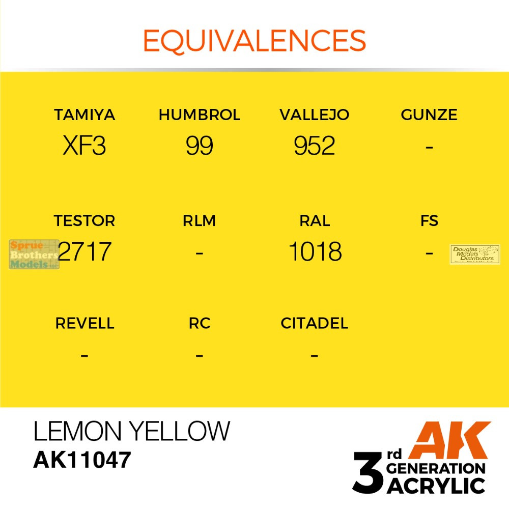 AKI011047 AK Interactive 3Gen Acrylic Paint 17ml - Lemon Yellow