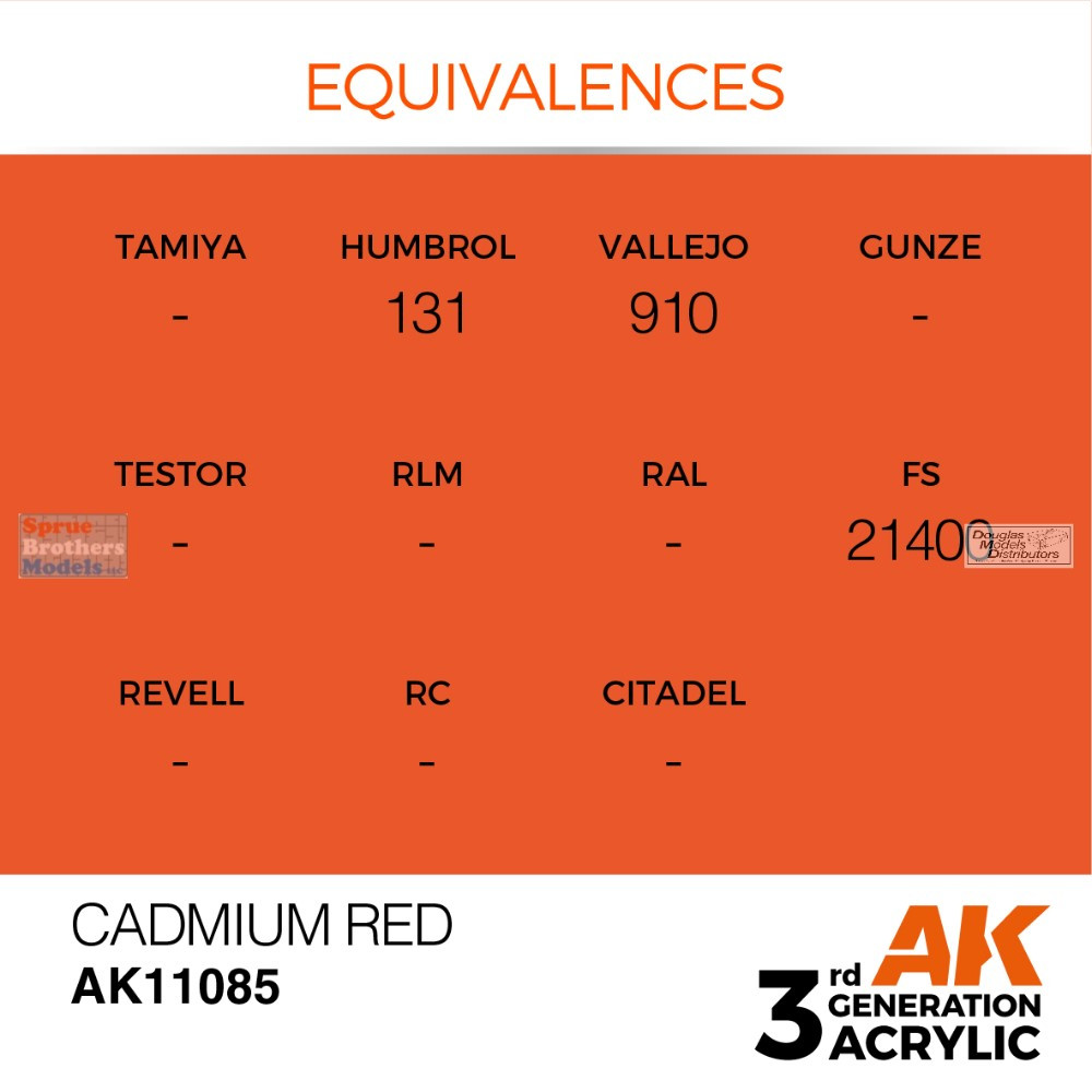 AKI011085 AK Interactive 3Gen Acrylic Paint 17ml - Cadmium Red