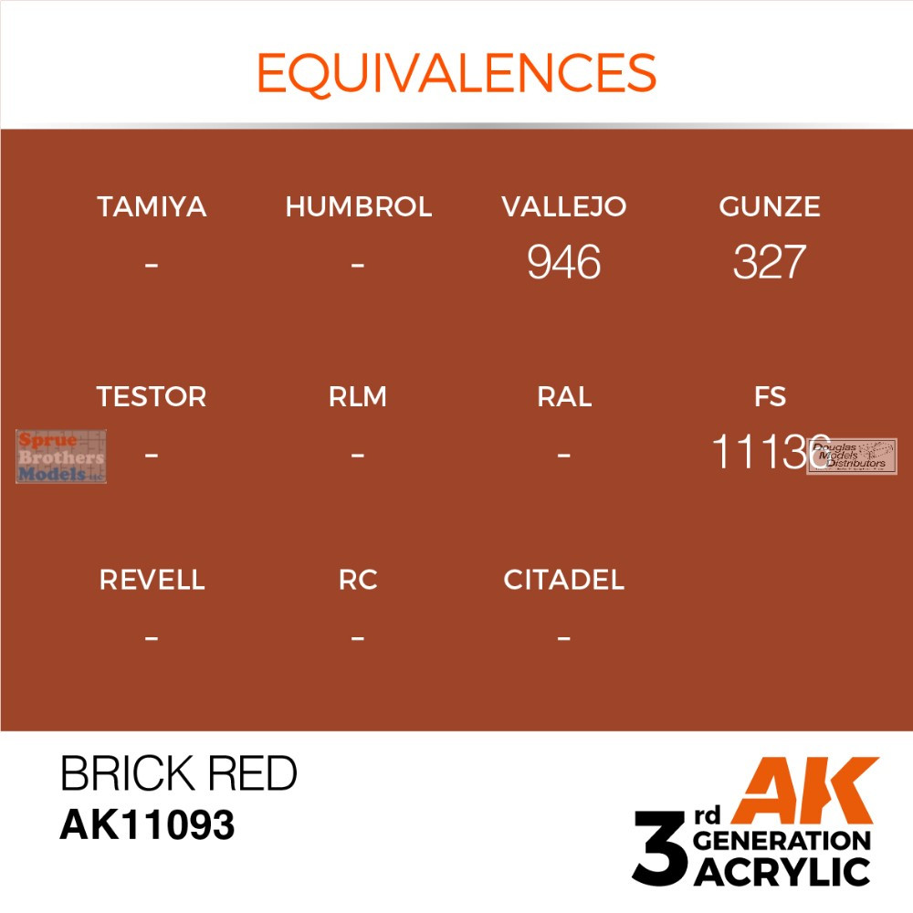AKI011093 AK Interactive 3Gen Acrylic Paint 17ml - Brick Red