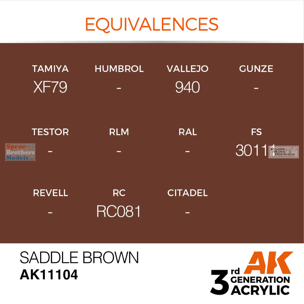 AKI011104 AK Interactive 3Gen Acrylic Paint 17ml - Saddle Brown