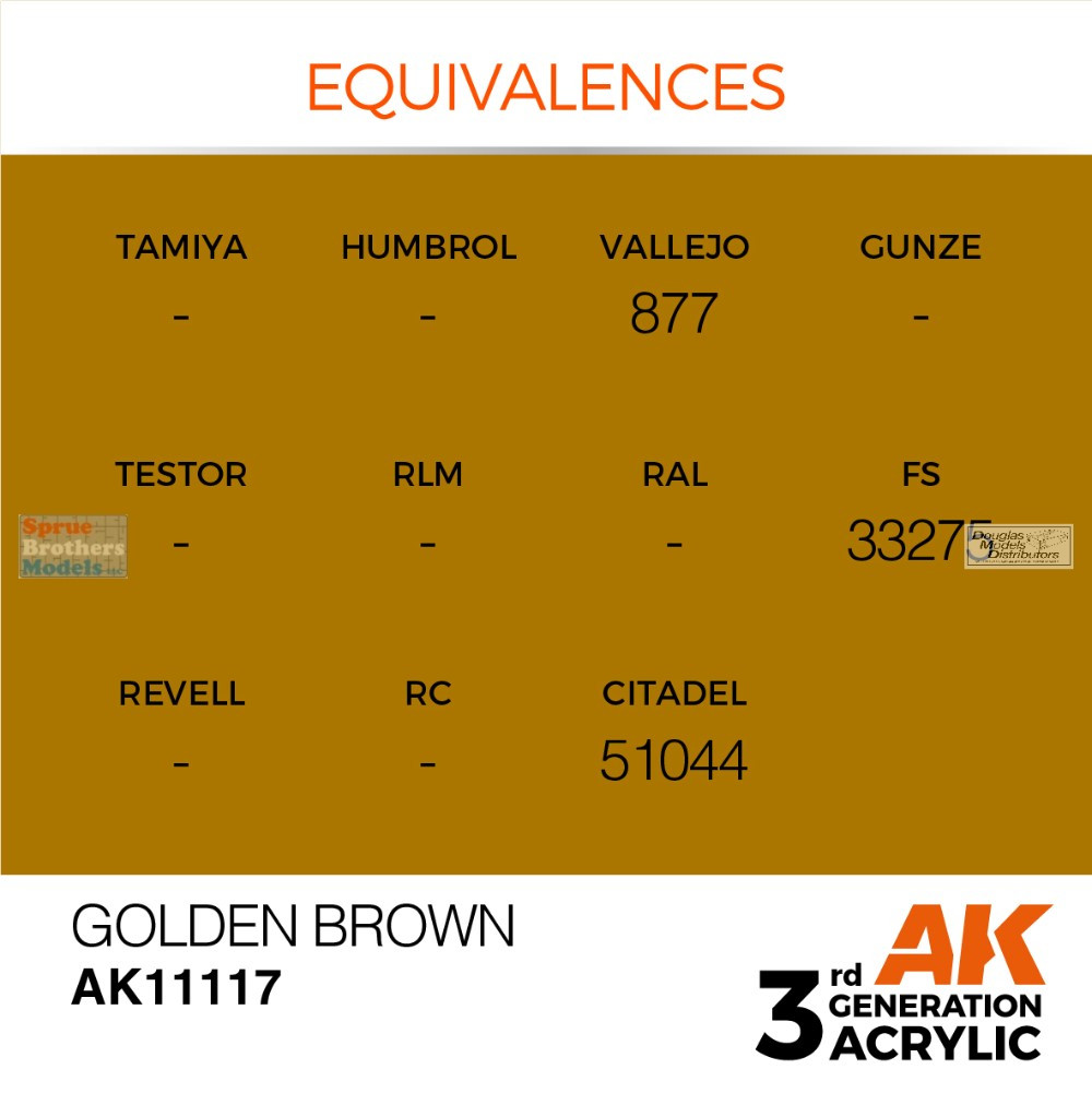 AKI011117 AK Interactive 3Gen Acrylic Paint 17ml - Golden Brown