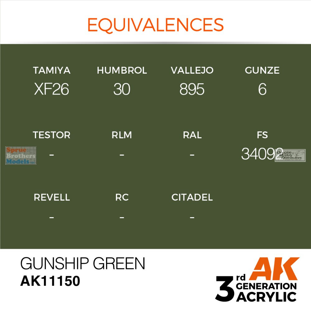 AKI011150 AK Interactive 3Gen Acrylic Paint 17ml - Gunship Green