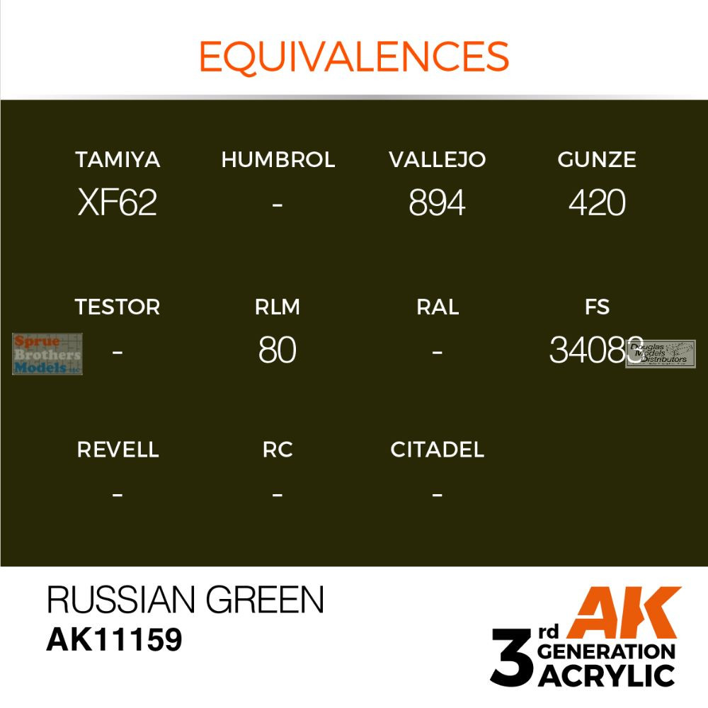AKI011159 AK Interactive 3Gen Acrylic Paint 17ml - Russian Green