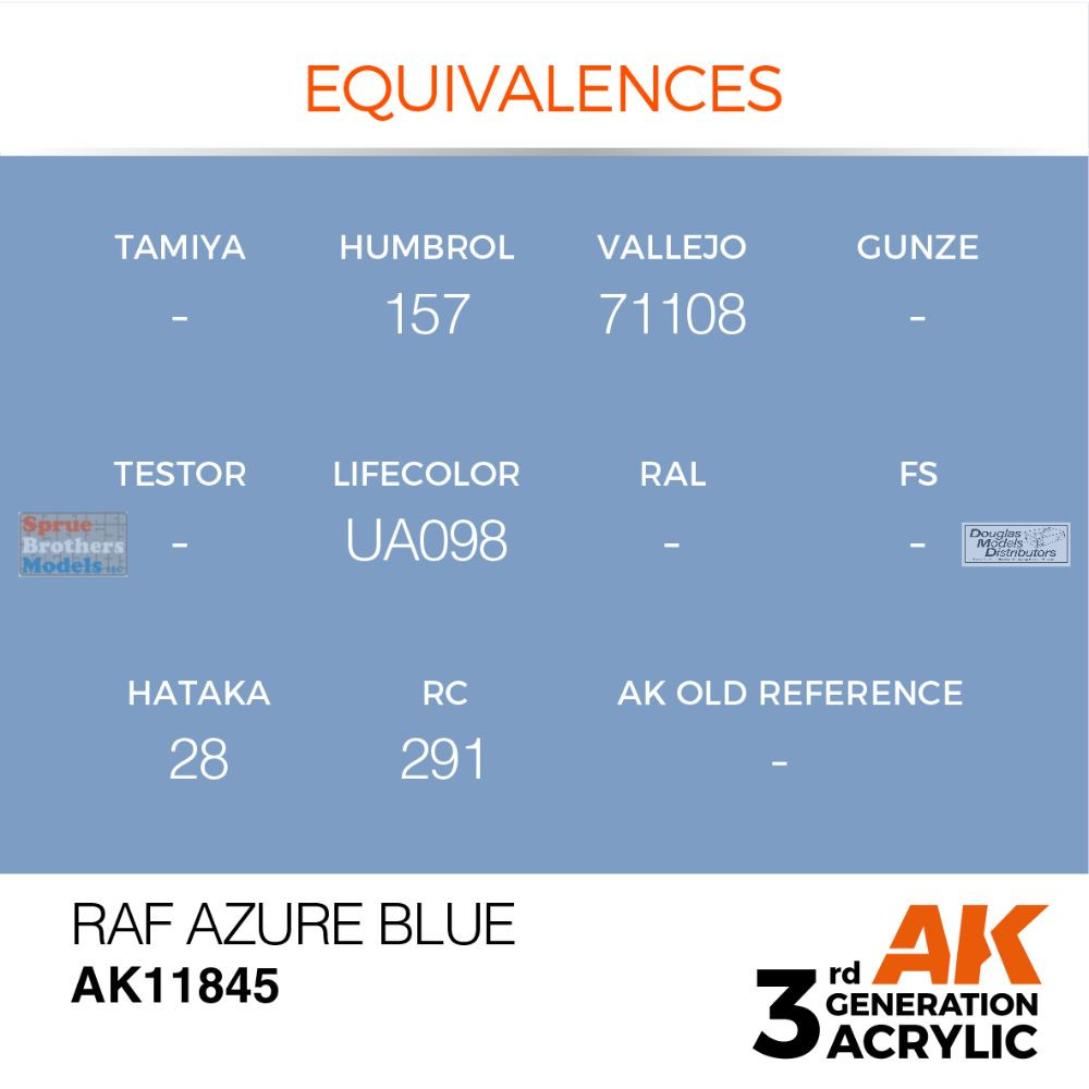 AKI011845 AK Interactive 3Gen Acrylic Paint 17ml - RAF Azure Blue