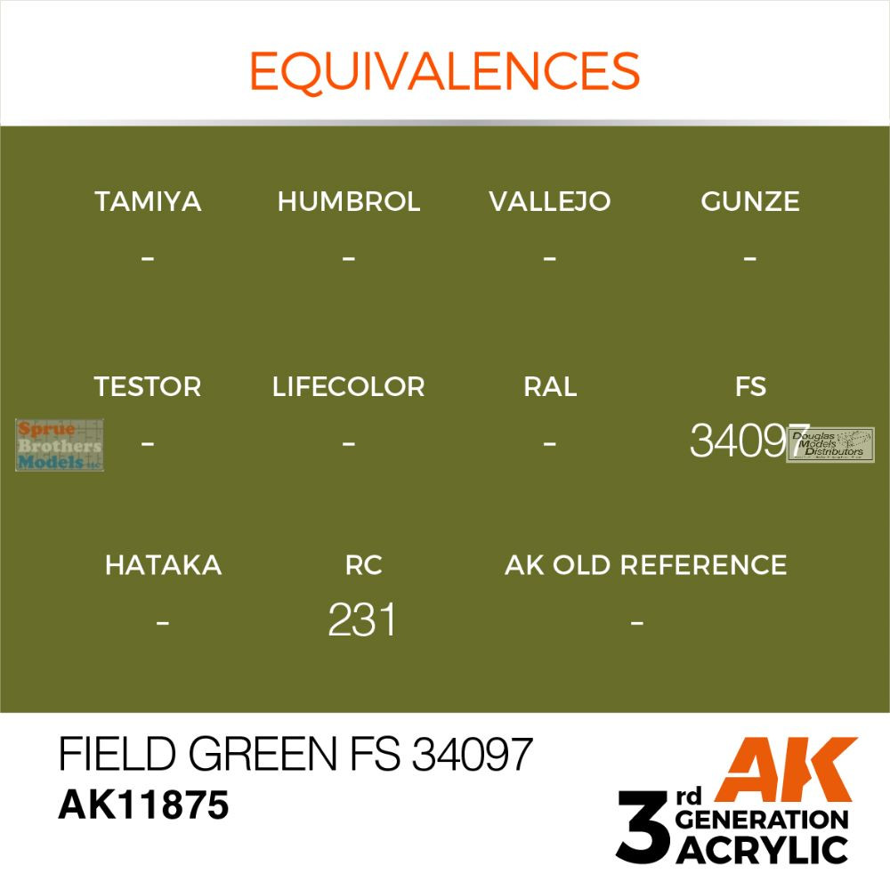 AKI011875 AK Interactive 3Gen Acrylic Paint 17ml - Field Green