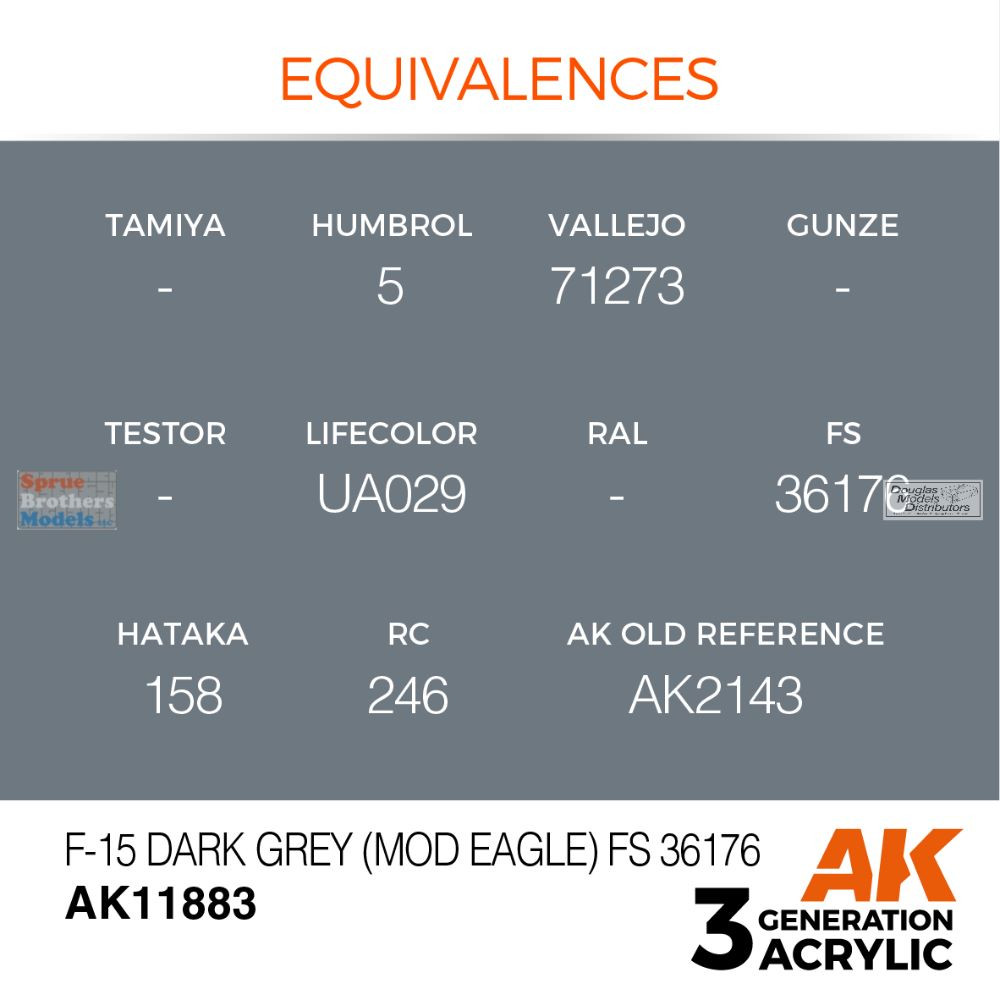 AKI011883 AK Interactive 3Gen Acrylic Paint 17ml - F-15 Dark Grey