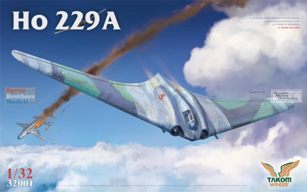 TAK32001W 1:32 Takom Horten Ho229 Box (2 kits + 1:16 Horten Pilot