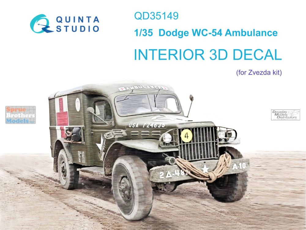 QTSQD35149 1:35 Quinta Studio 3D Decal - Dodge WC-54 Ambulance