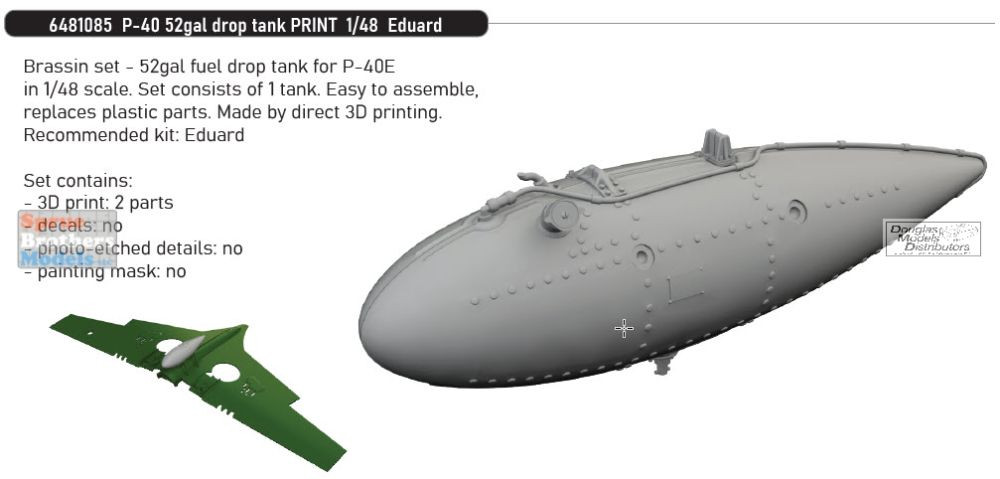 EDU6481085 1:48 Eduard Brassin - P-40 Warhawk 52-gal Drop Tank