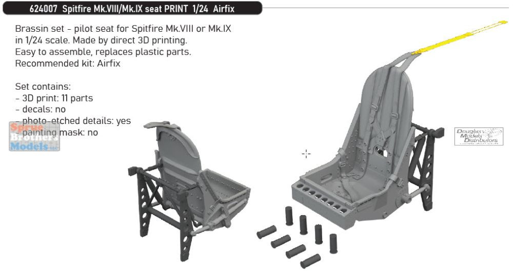 EDU624007 1:24 Eduard Brassin Spitfire Mk.VIII/IX Seat (AFX kit