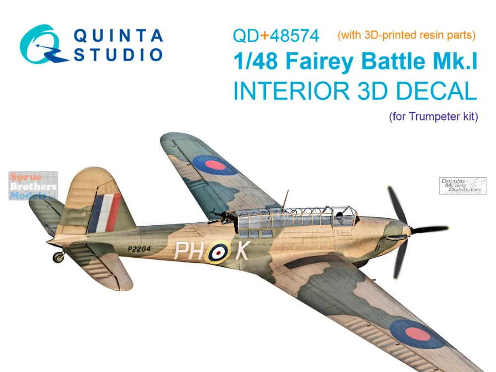 QTSQD48574R 1:48 Quinta Studio 3D Decal+Resin - Fairey Battle Mk.I