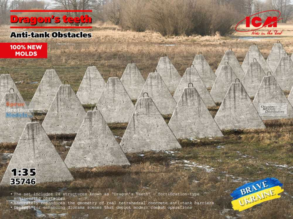 ICM35746 1:35 ICM Dragon's Teeth Anti-Tank Obstacles - Sprue
