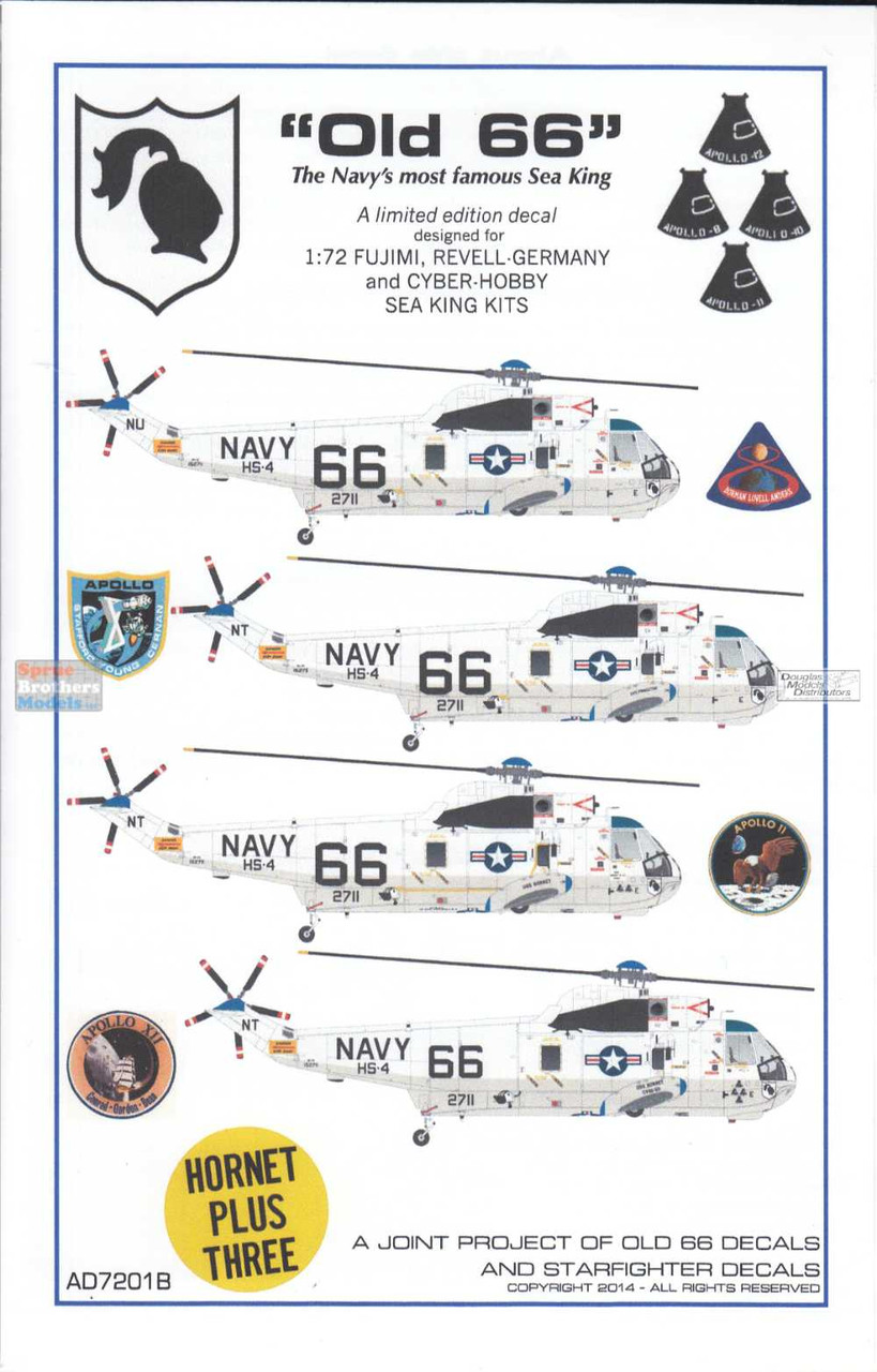 SFDAD7201B 1:72 Starfighter Decals - SH-3D Sea King 'Old 66
