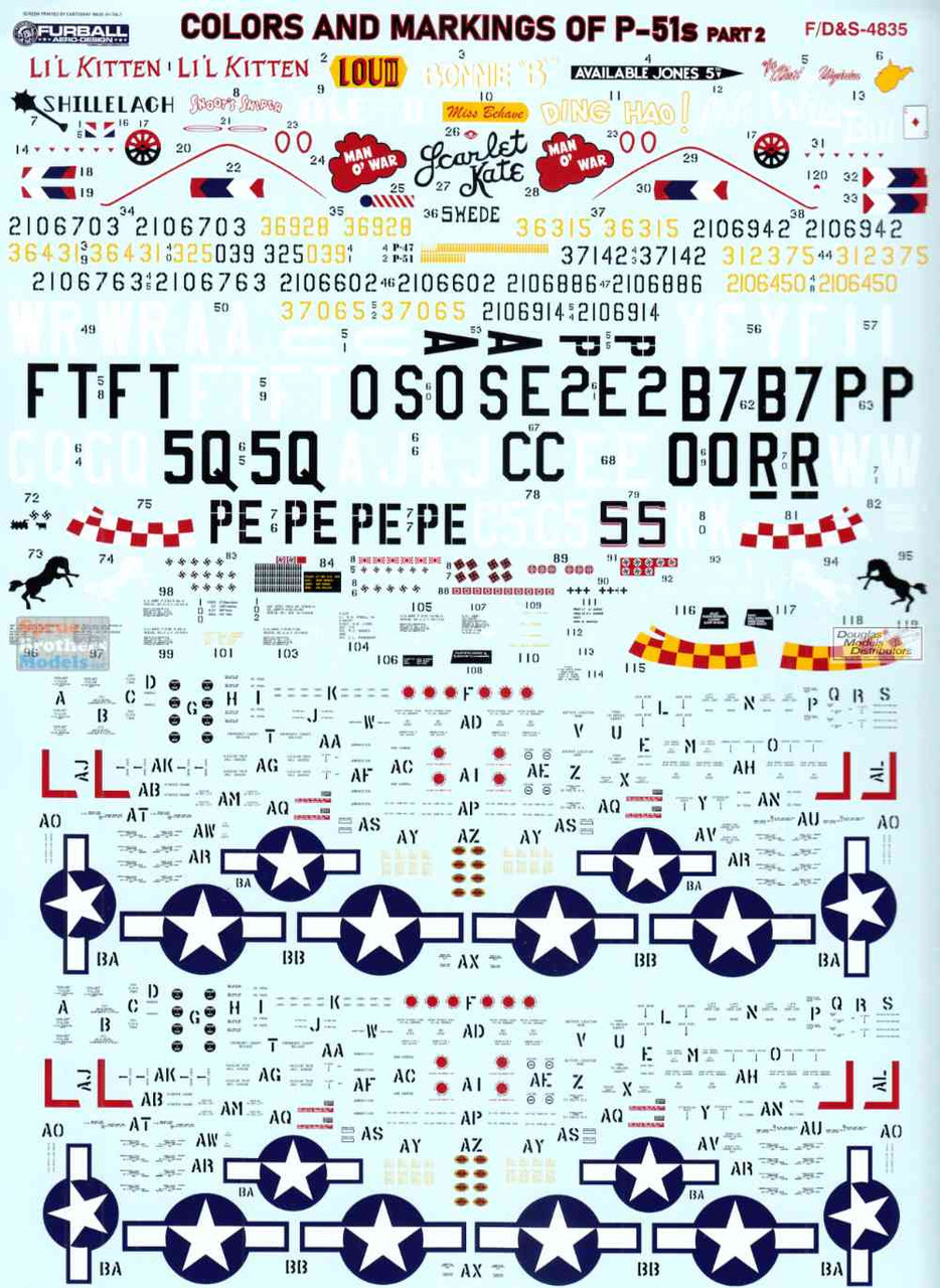 FURDS4835 1:48 Furball Aero Design P-51 B P-51C Mustang Colors
