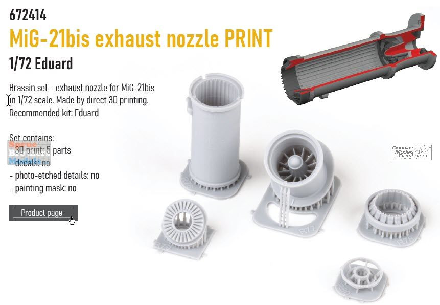 EDU672414 1:72 Eduard Brassin MiG-21bis Fishbed Exhaust Nozzle