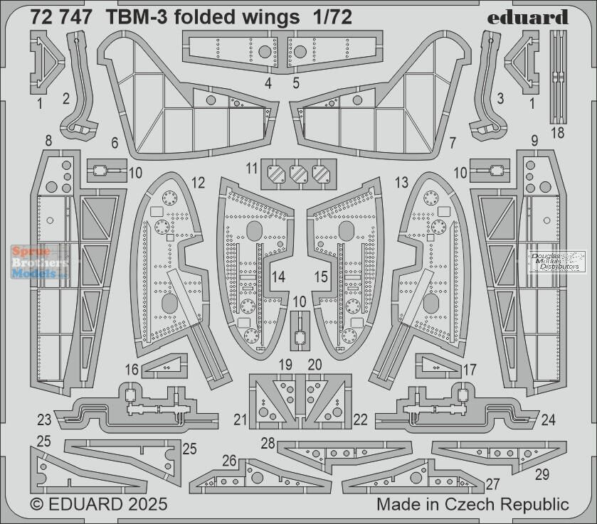 EDU72747 1:72 Eduard PE - TBM-3 Avenger Folding Wings Detail Set