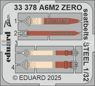 Set Harnais Ceintures Eduard 33378 Pour A6M2 Zero 1/32 - Compatible Tamiya - Neuf