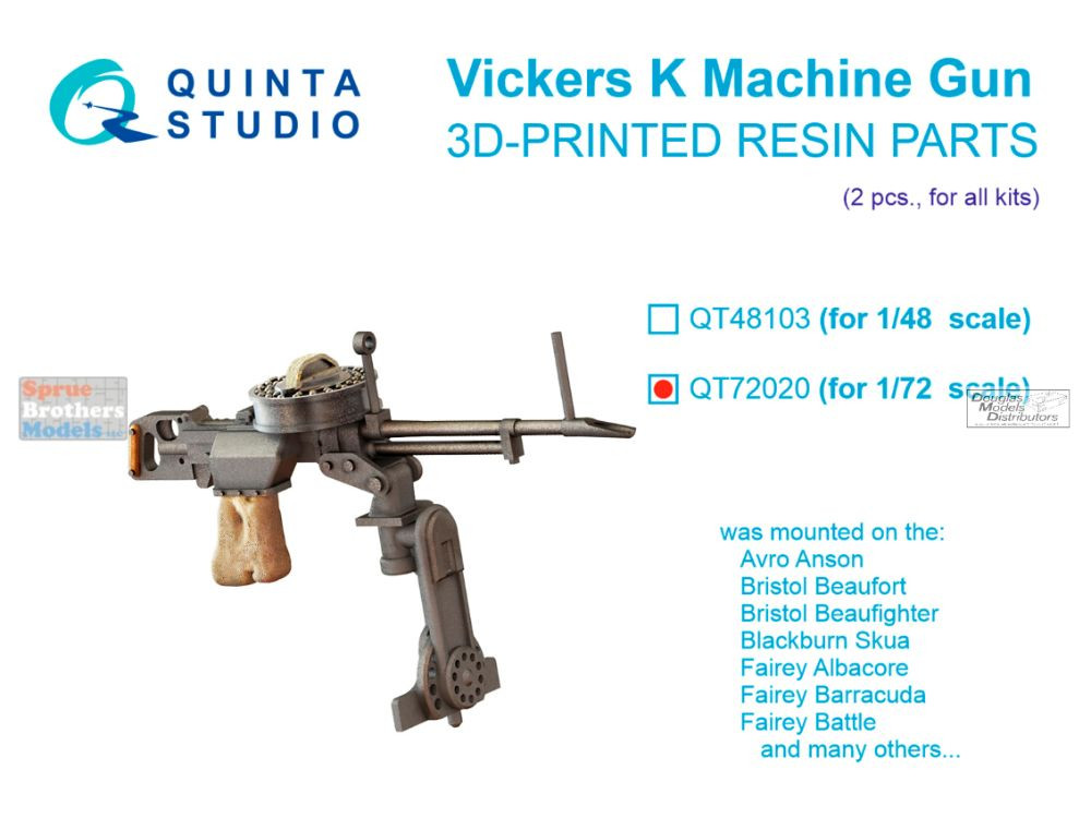 QTSQT72020 1:72 Quinta Studio Vickers K Machine Gun Set - Sprue