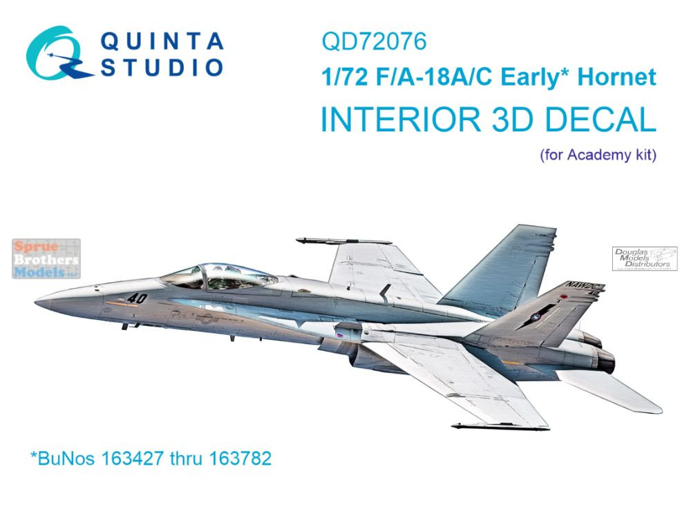 QTSQD72076 1:72 Quinta Studio 3D Decal - F-18A F-18C Early Hornet